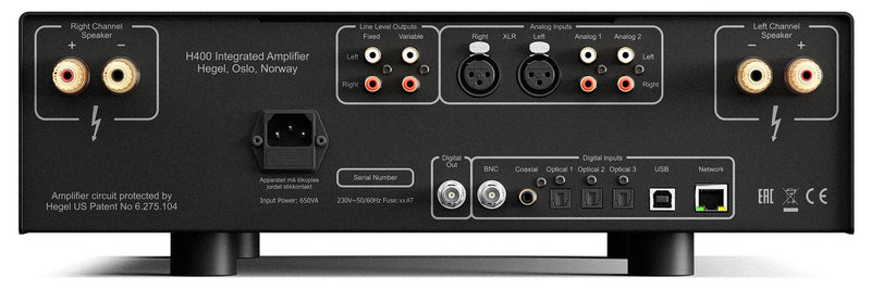 Hegel H400 Streamliner Integrated Amplifier:  Effortless Power and Streaming Versatility Redefined