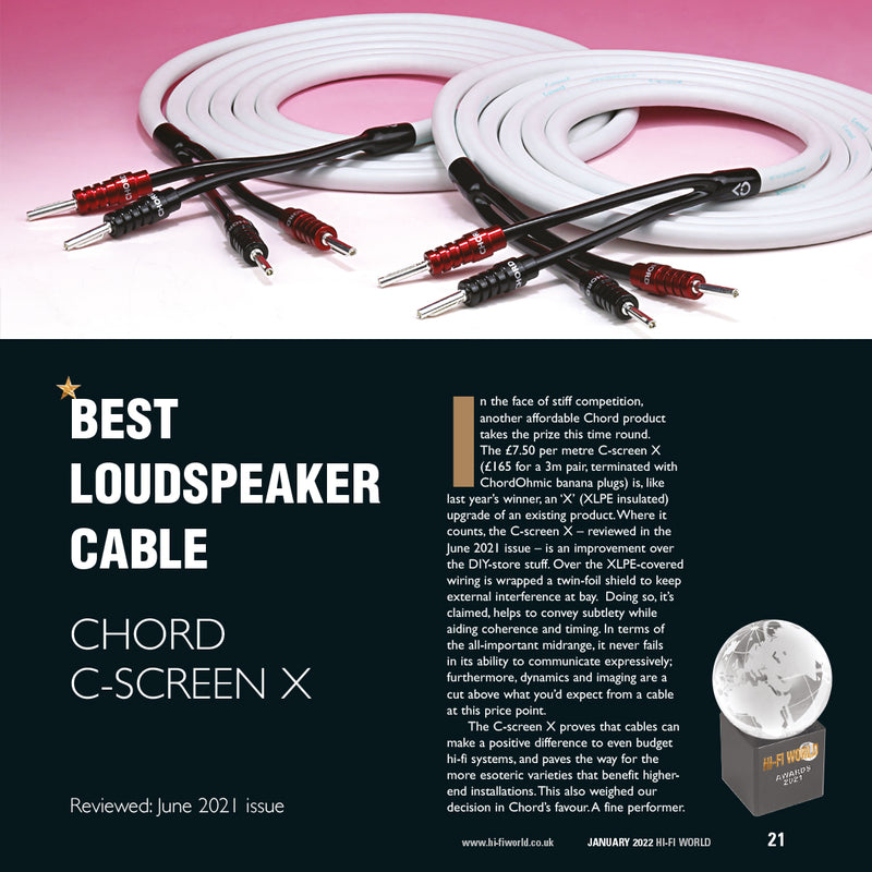 Chord Company - Câble de haut-parleur C-screenX (PAIRE de 3 mètres)